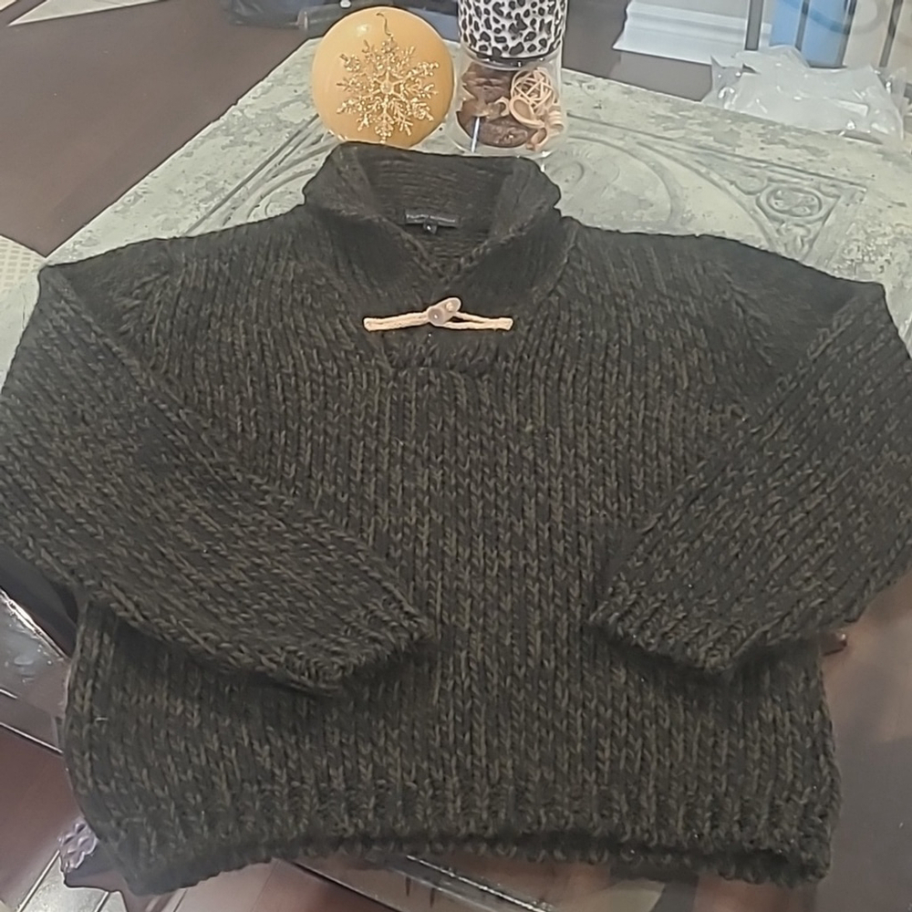 FILIPPO NOVELLI CHUNKY WAFFLE KNIT WOOL BLEND HIGH NECK SWEATER LARGE